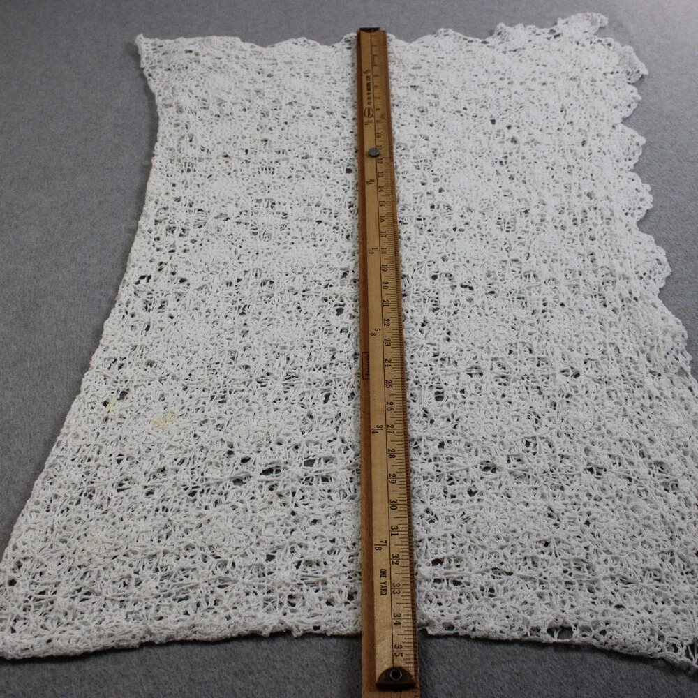 Vintage Handmade Tablecloth 68x45 Large Crochet Lace Scallop Edge Cottage READ